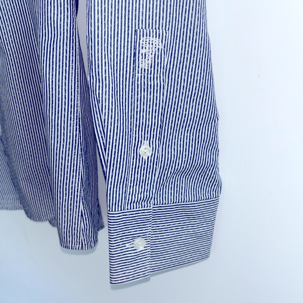 Versace Collection blue & white striped dress shirt. Size 41 - Picture 4 of 9